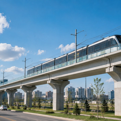 На линии LRT между Астаной и Косшы начали монтаж эстакады
