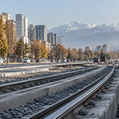 В Алматы начали укладывать первые рельсы линии LRT