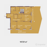 ЖК Династия — 3-ком 147.5 м² (от 119,483,100 тг)