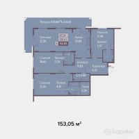 ЖК Династия — 4-ком 153.1 м² (от 123,970,500 тг)