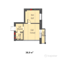 ЖК Helsinki — 1-ком 38.9 м² (от 15,560,000 тг)