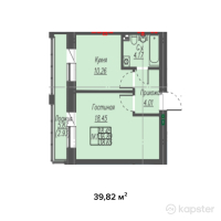 ЖК Helsinki — 1-ком 39.8 м² (от 15,928,000 тг)