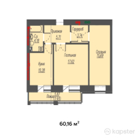 ЖК Helsinki — 2-ком 60.2 м² (от 24,064,000 тг)