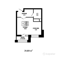 ЖК Megapolis — 1-ком 31.7 м² (от 13,382,687 тг)
