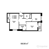 ЖК Megapolis — 2-ком 69.6 м² (от 29,375,188 тг)