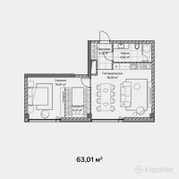 ЖК Domino Life apartments — 1-ком 63 м² (от 100,816,000 тг)