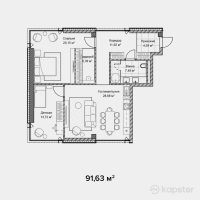 ЖК Domino Life apartments — 2-ком 91.6 м² (от 146,608,000 тг)