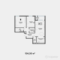 ЖК Silver Hills — 3-ком 134.3 м² (от 80,580,000 тг)