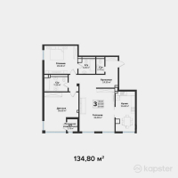 ЖК Silver Hills — 3-ком 134.8 м² (от 80,880,000 тг)