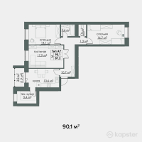 ЖК Атамура — 3-ком 90.1 м² (от 20,723,000 тг)