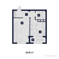 ЖК Star Crystal — 1-ком 39.2 м² (от 14,104,800 тг)