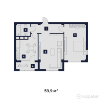 ЖК Star Crystal — 2-ком 59.9 м² (от 21,564,000 тг)