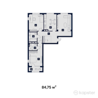 ЖК Star Crystal — 3-ком 84.8 м² (от 30,510,000 тг)