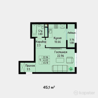 ЖК Grand Residence — 1-ком 45.1 м² (от 18,942,000 тг)