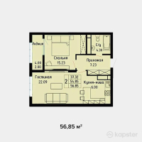 ЖК Grand Residence — 2-ком 56.9 м² (от 23,877,000 тг)