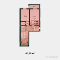 ЖК TOLE BI 2 — 2-ком 67.6 м² (от 20,265,000 тг)