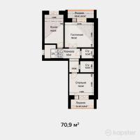 ЖК TOLE BI 2 — 2-ком 70.9 м² (от 21,270,000 тг)