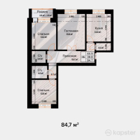 ЖК TOLE BI 2 — 3-ком 84.7 м² (от 25,410,000 тг)