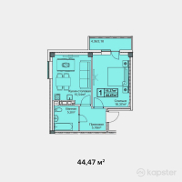 ЖК Семья — 1-ком 44.5 м² (от 13,341,000 тг)