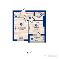 ЖК Молодежный — 1-ком 37 м² (null)