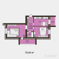 ЖК Baitas — 2-ком 73,2 м² (от 23 424 000 тг)