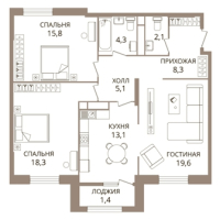 ЖК Кернай — 1-ком 53,7 м² (null)