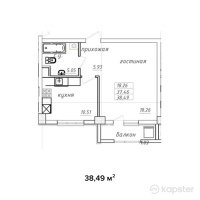 ЖК Qyran — 1-ком 38,5 м² (null)
