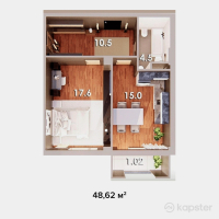 ЖК Gagarin Terrace — 1-ком 48,6 м² (null)