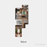 ЖК Gres Park — 3-ком 75,3 м² (null)