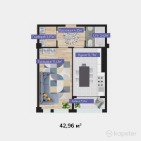 ЖК GRES City — 1-ком 43 м² (от 17,184,000 тг)