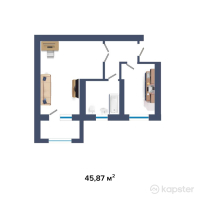 ЖК Orda Tower — 1-ком 45,9 м² (null)