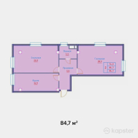 ЖК Мекен — 2-ком 84.7 м² (от 42,350,000 тг)