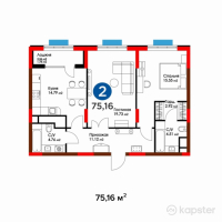 ЖК Эльбрус — 1-ком 75,2 м² (null)