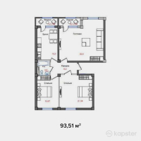 ЖК Flora — 3-ком 93.5 м² (от 35,880,000 тг)