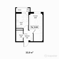 ЖК Queens — 1-ком 33,9 м² (null)