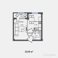 ЖК LANTANA — 1-ком 32.2 м² (от 10,622,700 тг)