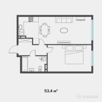 ЖК Jana Qainar — 2-ком 53.4 м² (от 21,360,000 тг)