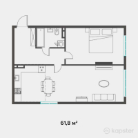 ЖК Jana Qainar — 2-ком 61.8 м² (от 24,720,000 тг)