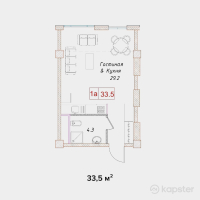 ЖК Nur-Ay Residence — 1-ком 33,5 м² (null)