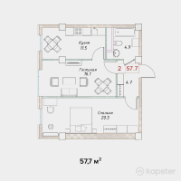 ЖК Nur-Ay Residence — 2-ком 57,7 м² (null)
