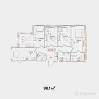 ЖК Nur-Ay Residence — 4-ком 98,1 м² (null)