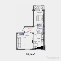 ЖК Комфортный дом на Карбышева — 1-ком 59,2 м² (null)