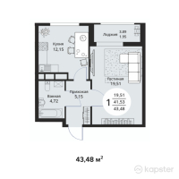 ЖК Citylake — 1-ком 43,5 м² (null)