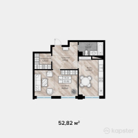 ЖК Auezov Apartaments — 1-ком 52.8 м² (от 32,484,300 тг)