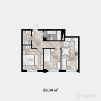 ЖК Auezov Apartaments — 2-ком 59.3 м² (от 36,494,100 тг)