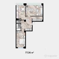 ЖК Auezov Apartaments — 2-ком 77.4 м² (от 47,567,400 тг)