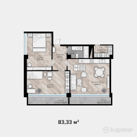 ЖК Auezov Apartaments — 2-ком 83.3 м² (от 51,247,960 тг)