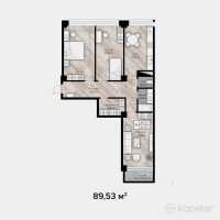 ЖК Auezov Apartaments — 3-ком 89.5 м² (от 55,060,960 тг)