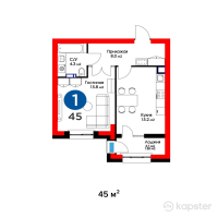 ЖК Bozbıіk — 1-ком 45 м² (null)