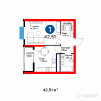 ЖК Galamat Park — 1-ком 42,5 м² (null)